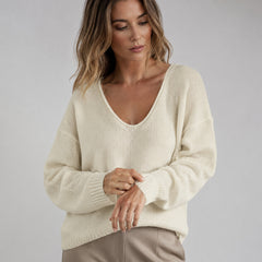 Casual Loose V-neck Knit Sweater