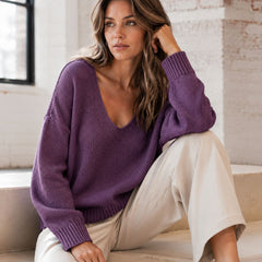 Casual Loose V-neck Knit Sweater
