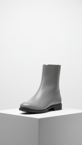 Ash Grey Leather Boot with Stacked Sole