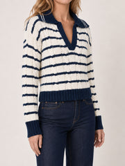 Retro V-neck Striped Knit Sweater