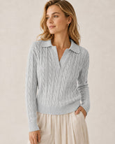 Cable Knit Polo Sweater