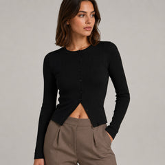 Fitted Ribbed Knit Cardigan