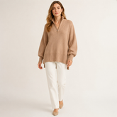 Half-Zip Oversized Knit Sweater