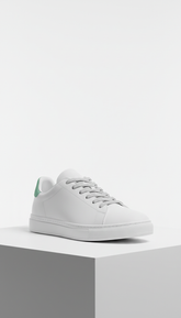 Minimalist White Sneaker with Pebbled Leather