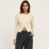 Fitted Ribbed Knit Cardigan