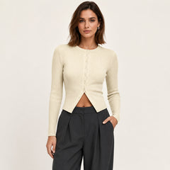 Fitted Ribbed Knit Cardigan