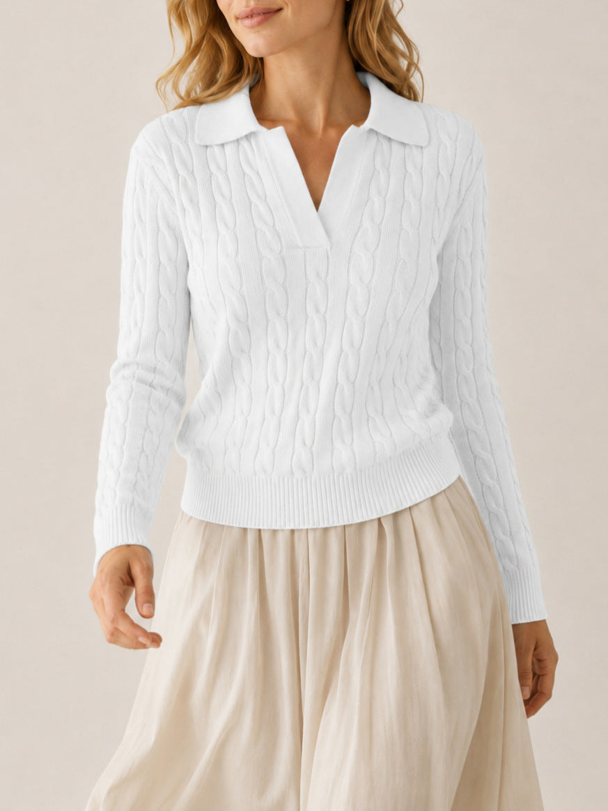 Cable Knit Polo Sweater