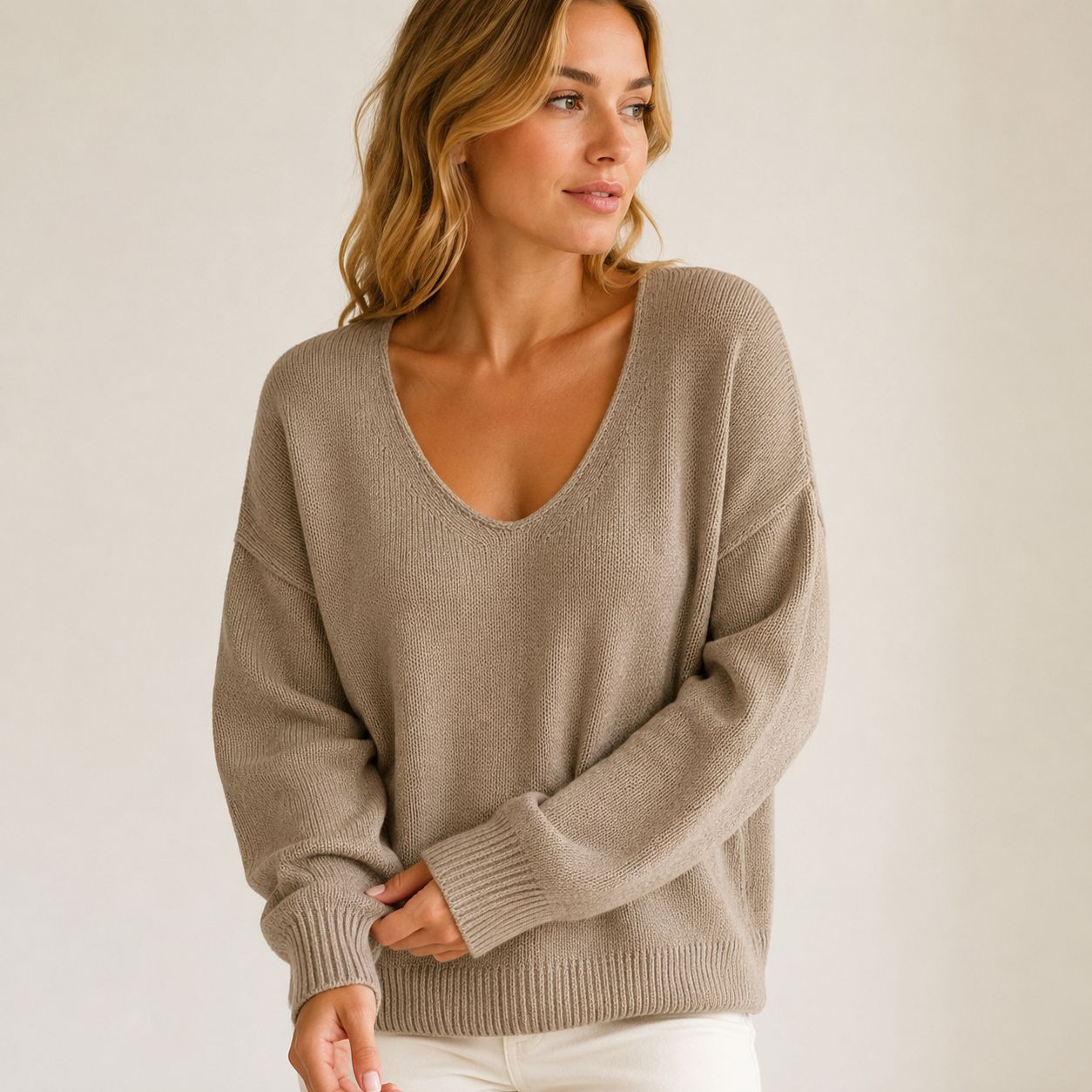 Casual Loose V-neck Knit Sweater