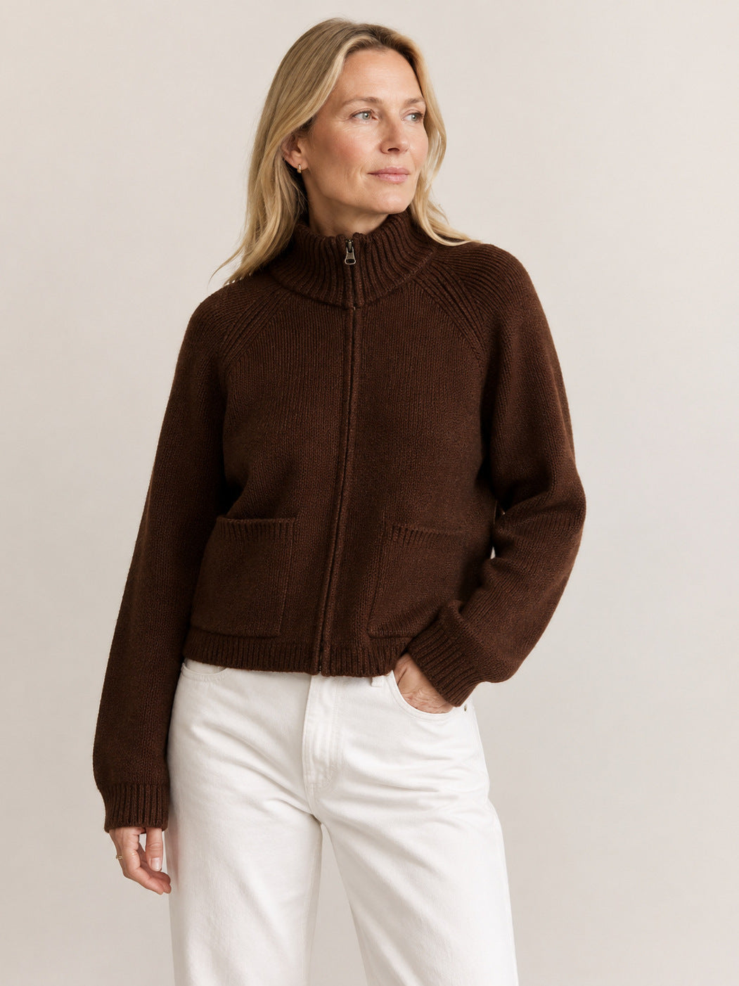 Knit Zip-Up Cardigan