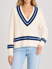V-Neck Cable Knit Sweater