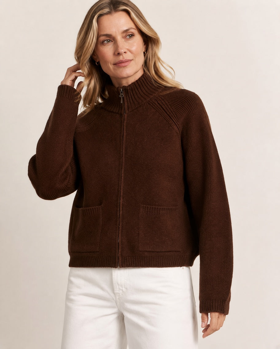Knit Zip-Up Cardigan