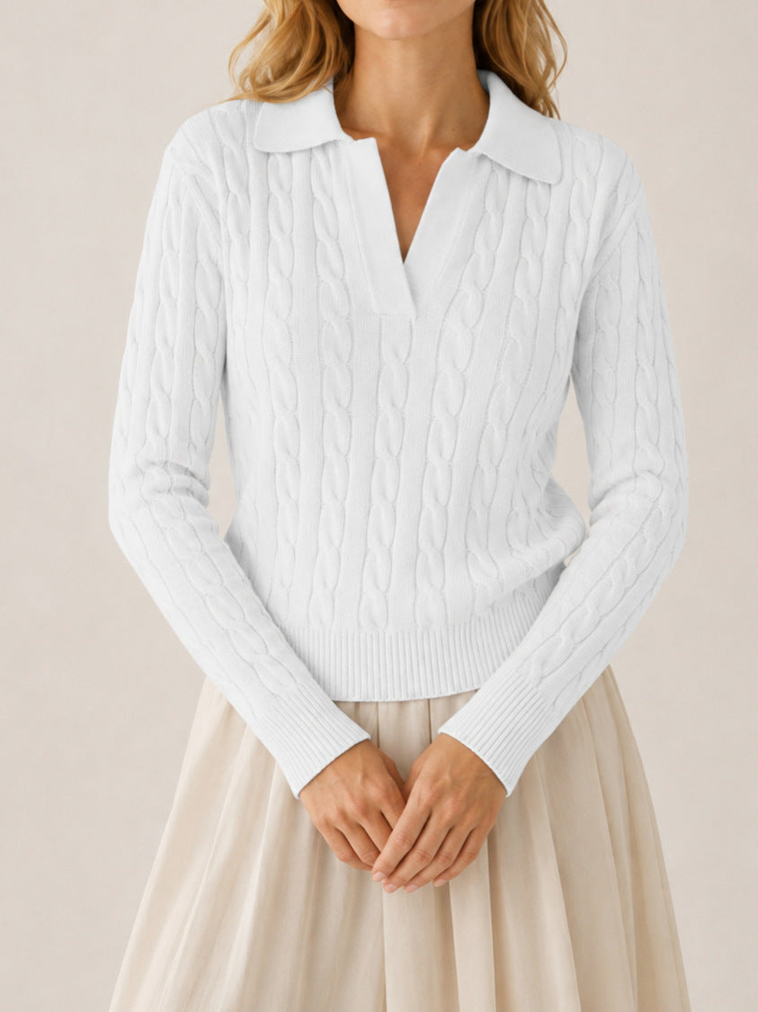 Cable Knit Polo Sweater