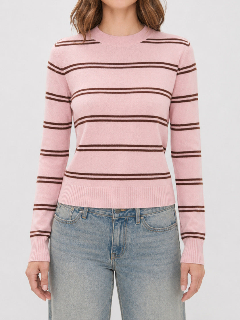 Pink Striped Knit Sweater