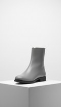Ash Grey Leather Boot with Stacked Sole