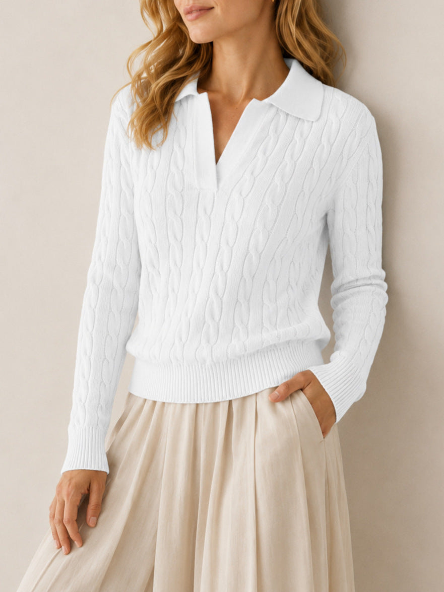 Cable Knit Polo Sweater