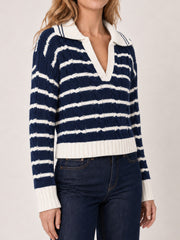 Retro V-neck Striped Knit Sweater