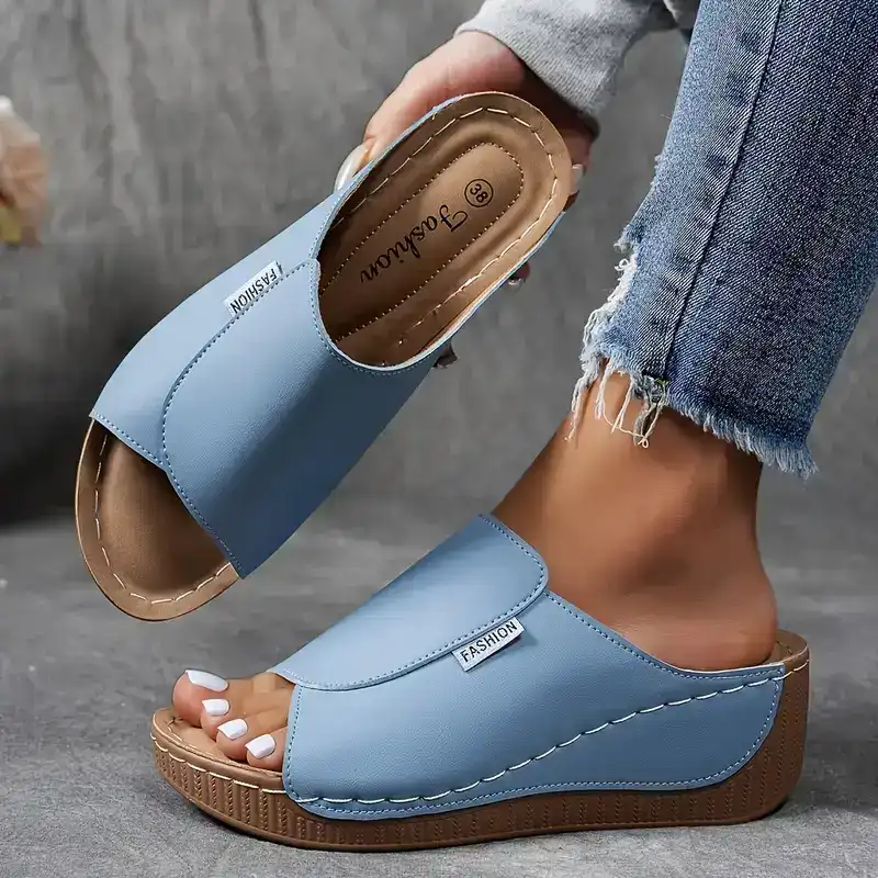 Comfortable Slides with Arch Support - Women's Plain Breathable Sandals