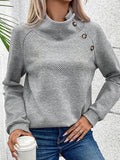 🎄Christmas Clearance🔥Women's High Neck Special Button Designer Sweatshirt
