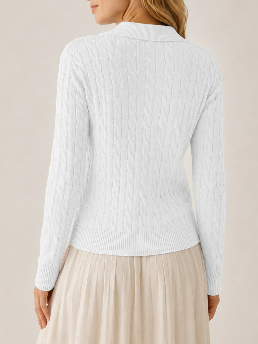 Cable Knit Polo Sweater