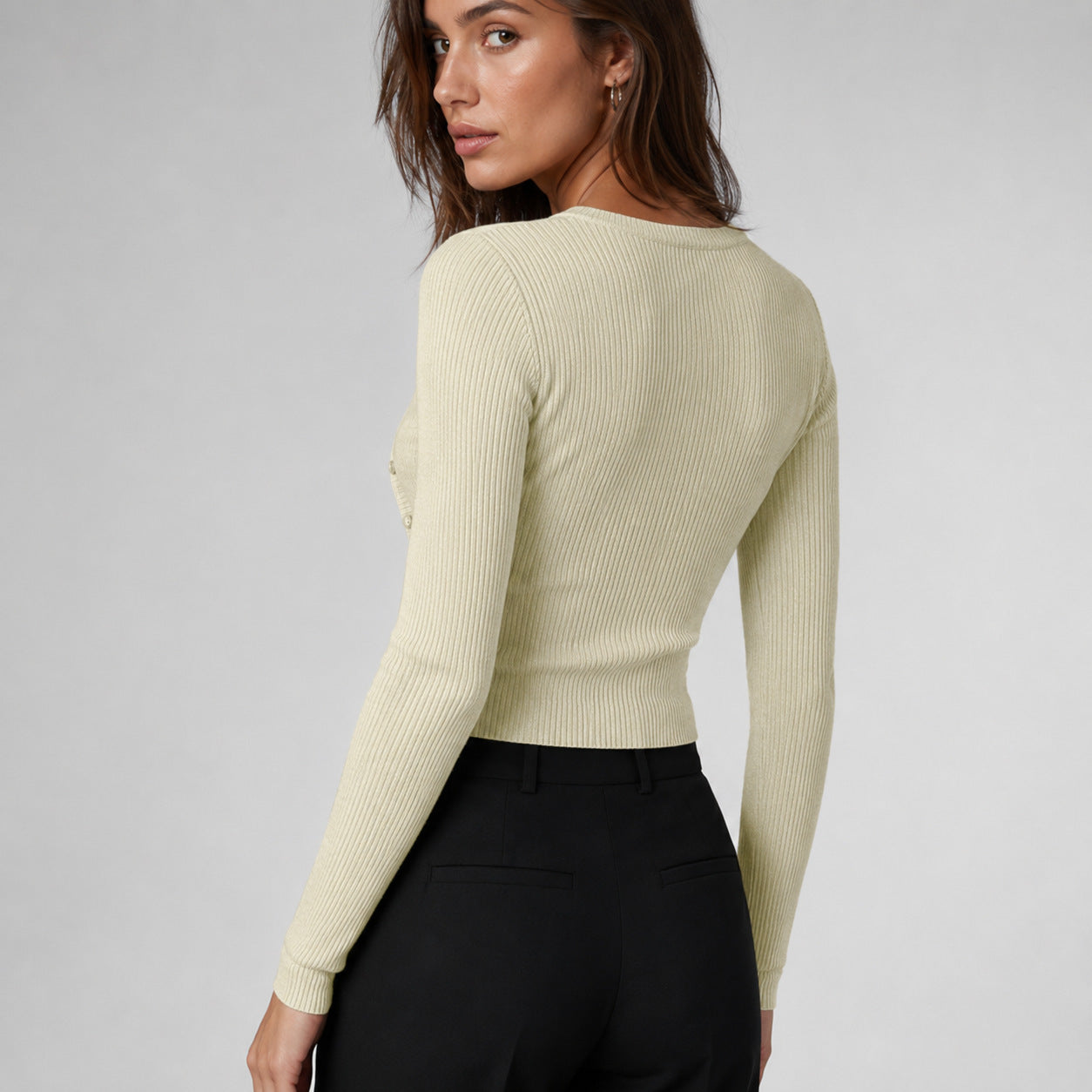 Fitted Ribbed Knit Cardigan