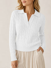 Cable Knit Polo Sweater