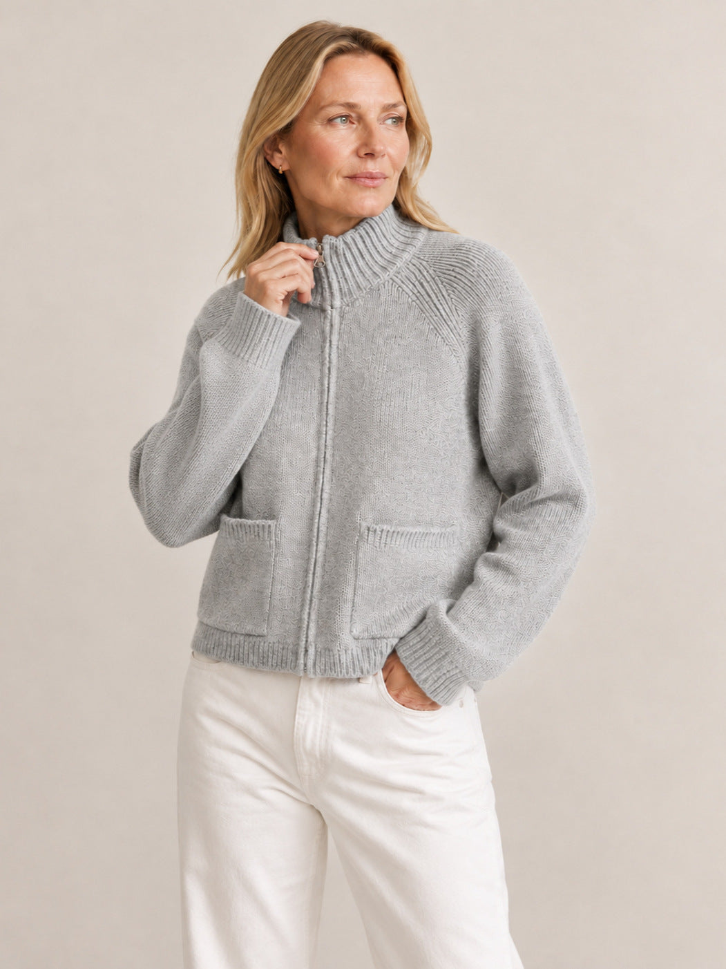 Knit Zip-Up Cardigan