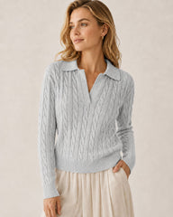 Cable Knit Polo Sweater