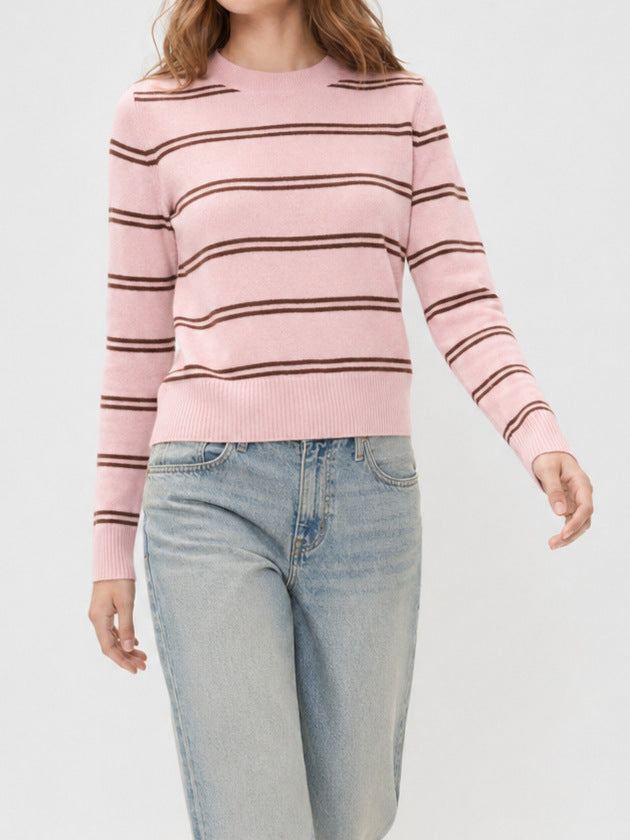 Pink Striped Knit Sweater