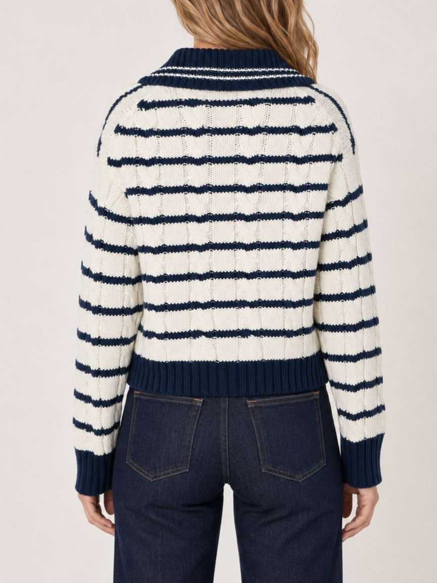 Retro V-neck Striped Knit Sweater