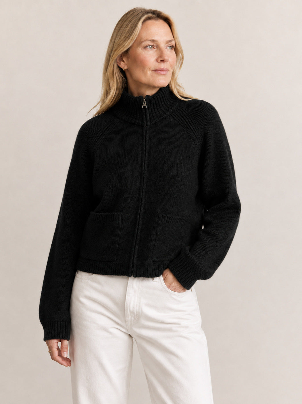 Knit Zip-Up Cardigan