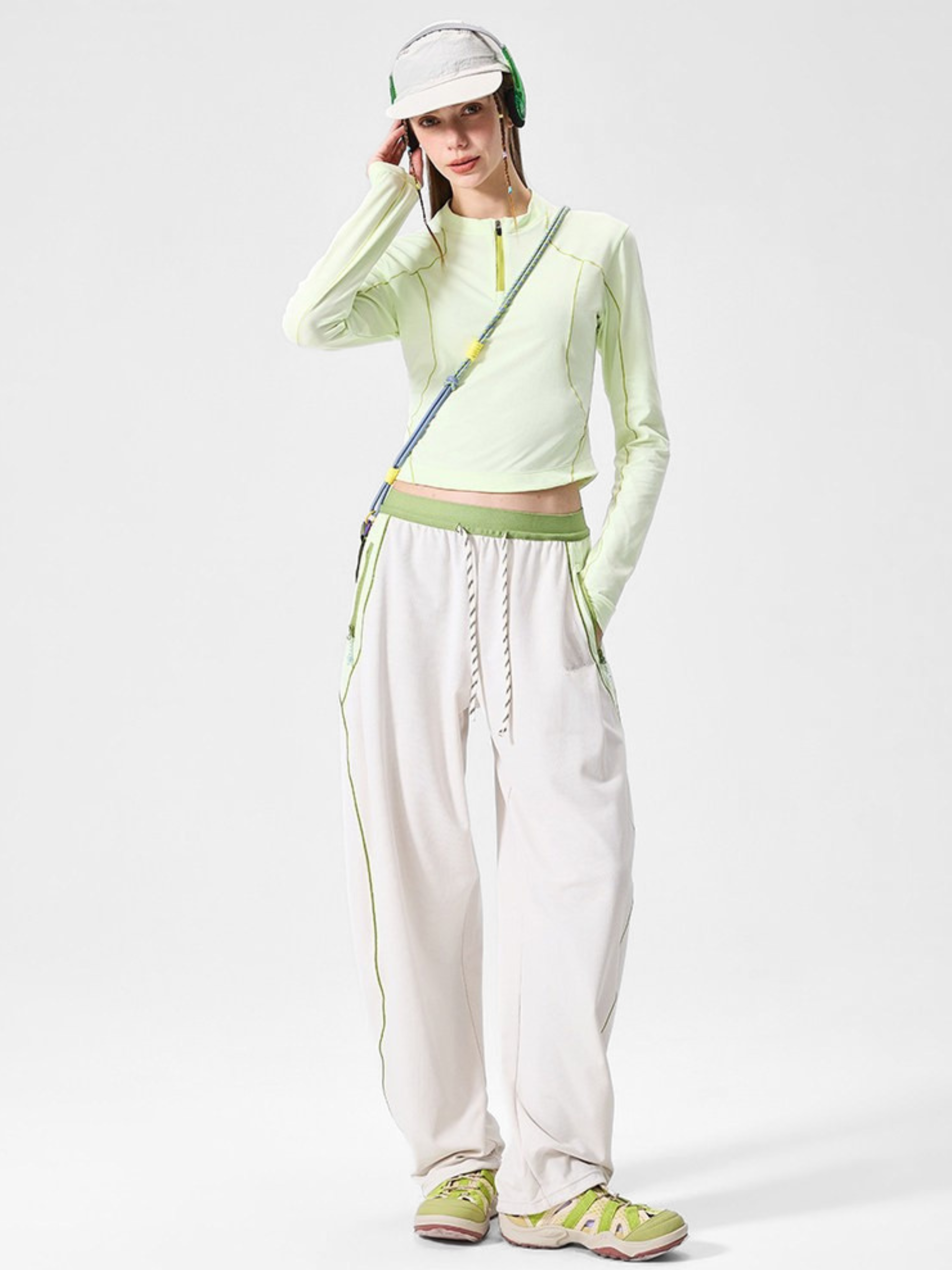 RunFlow - Unisex Contrast Stitch Lightweight Quick-Dry Paratrooper Pants