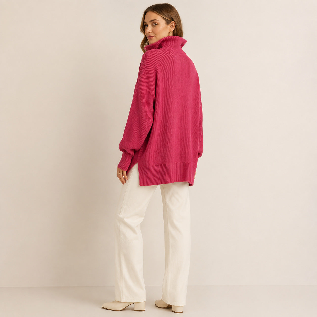Half-Zip Oversized Knit Sweater