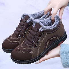 Women's Winter Fleece-lined Warm Non-slip Soft-soled Cotton Shoes