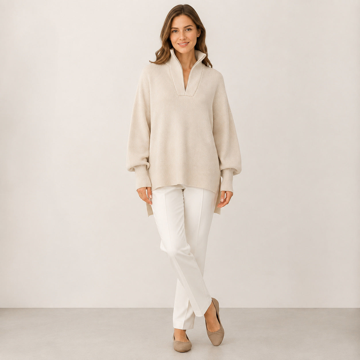 Half-Zip Oversized Knit Sweater