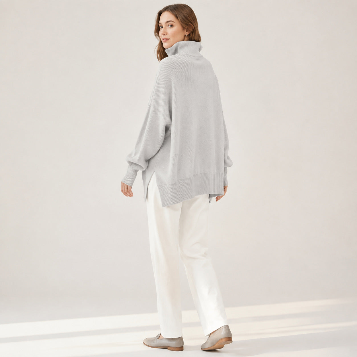 Half-Zip Oversized Knit Sweater