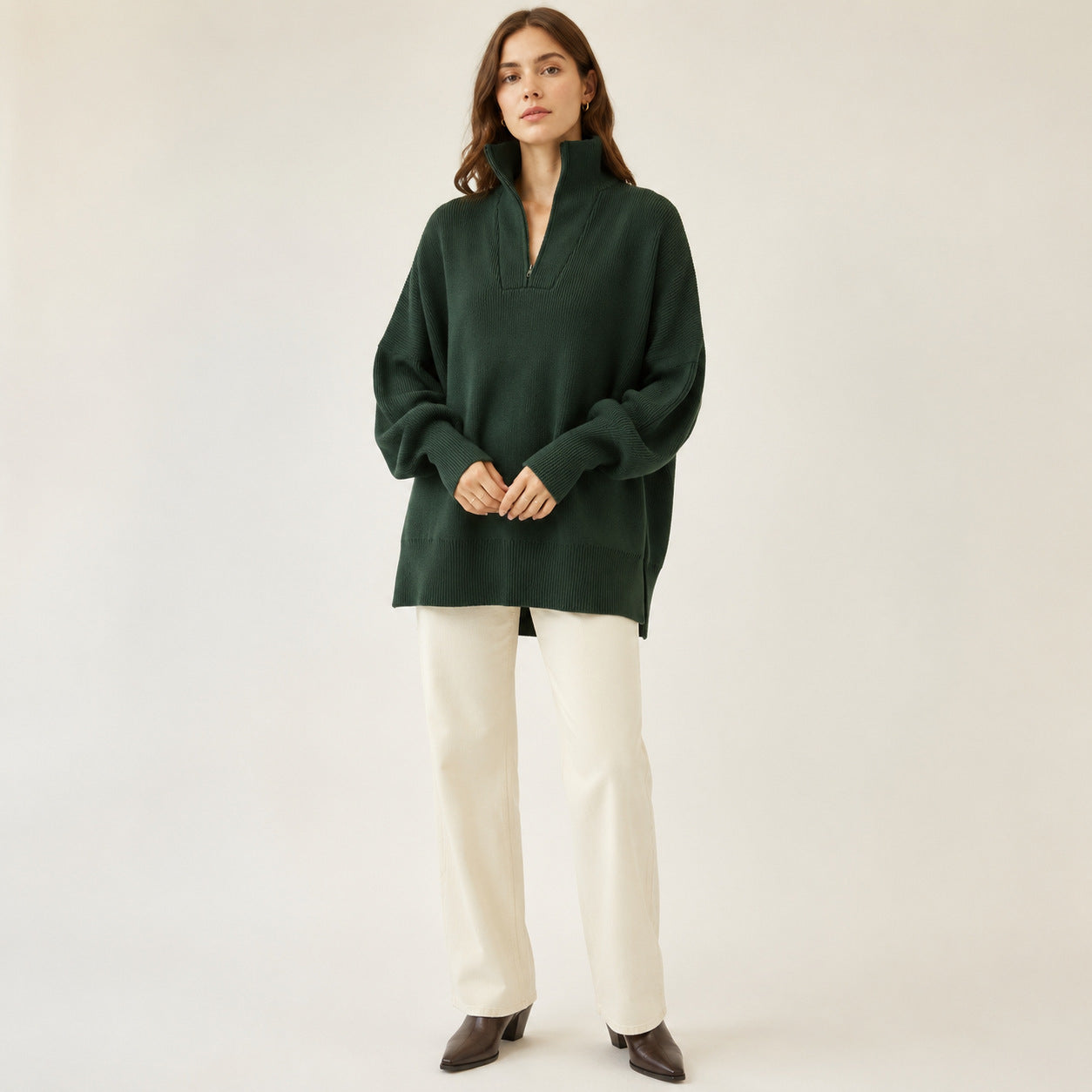 Half-Zip Oversized Knit Sweater